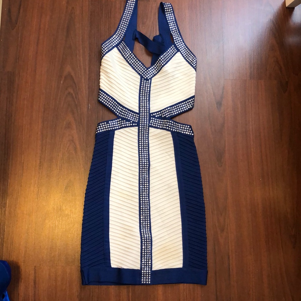 Bebe embellished bandage dress